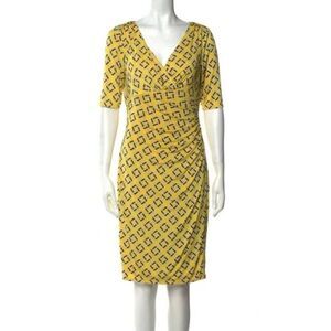 Ralph Lauren Lauren yellow link wrap style dress size 8 yellow and black